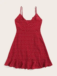 SHEIN Vestido slip cruzado con lazo con diseño fruncido - Burdeos - Ver 2