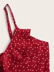 SHEIN Vestido slip cruzado con lazo con diseño fruncido - Burdeos - Ver 4