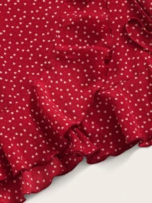 SHEIN Vestido slip cruzado con lazo con diseño fruncido - Burdeos - Ver 5