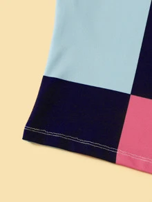 SHEIN Camiseta con retazo de color block de cuello alto - Multicolor - Ver 5