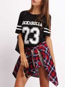 SHEIN EZwear T-Shirt imprimé 23 -Noir