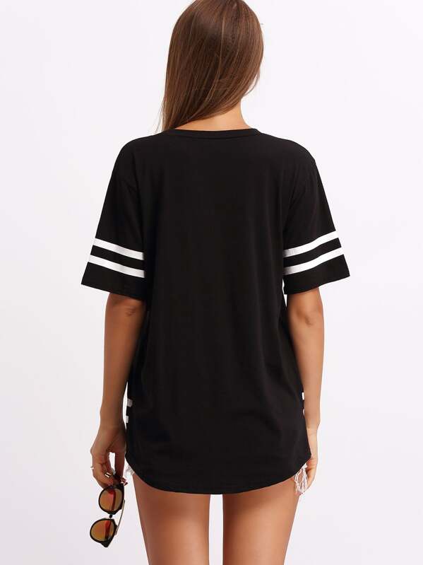 SHEIN Coolane Varsity Striped Letter Print TShirt SHEIN UK