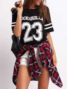 SHEIN EZwear T-Shirt imprimé 23 -Noir