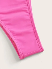 Underwire High Leg Bikini Set Summer Beach - Pink - View 5