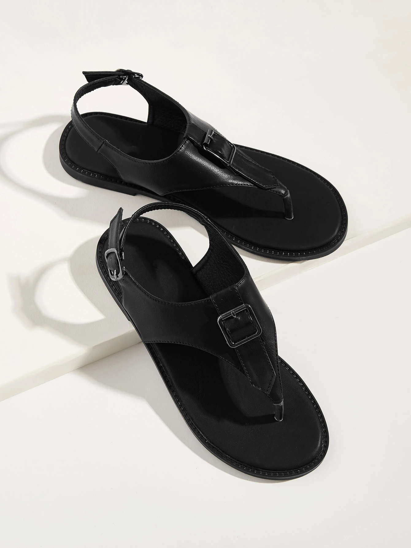 white toe post flat sandals