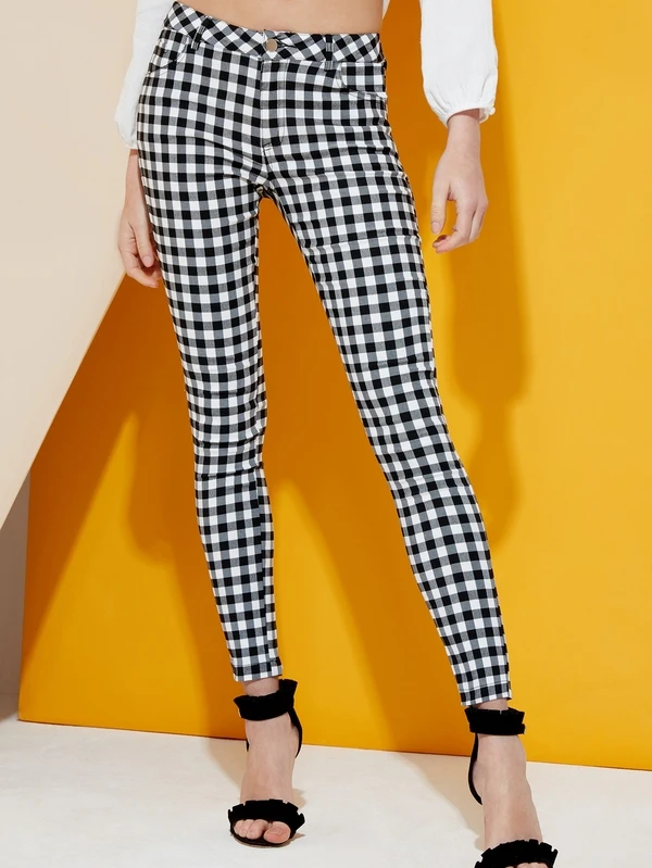 gingham skinny trousers