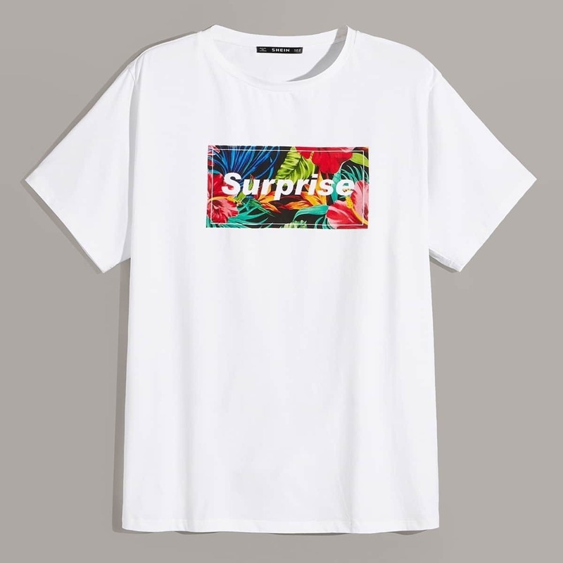 

Guys Letter & Plant Print Tee, White