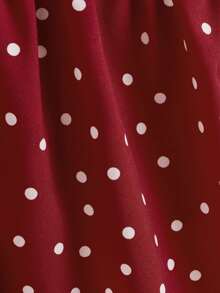 Polka Dot Ruffle Trim Cami Top - Burgundy - View 4