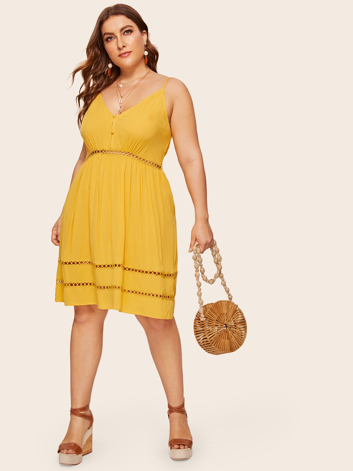 plus contrast lace cami dress