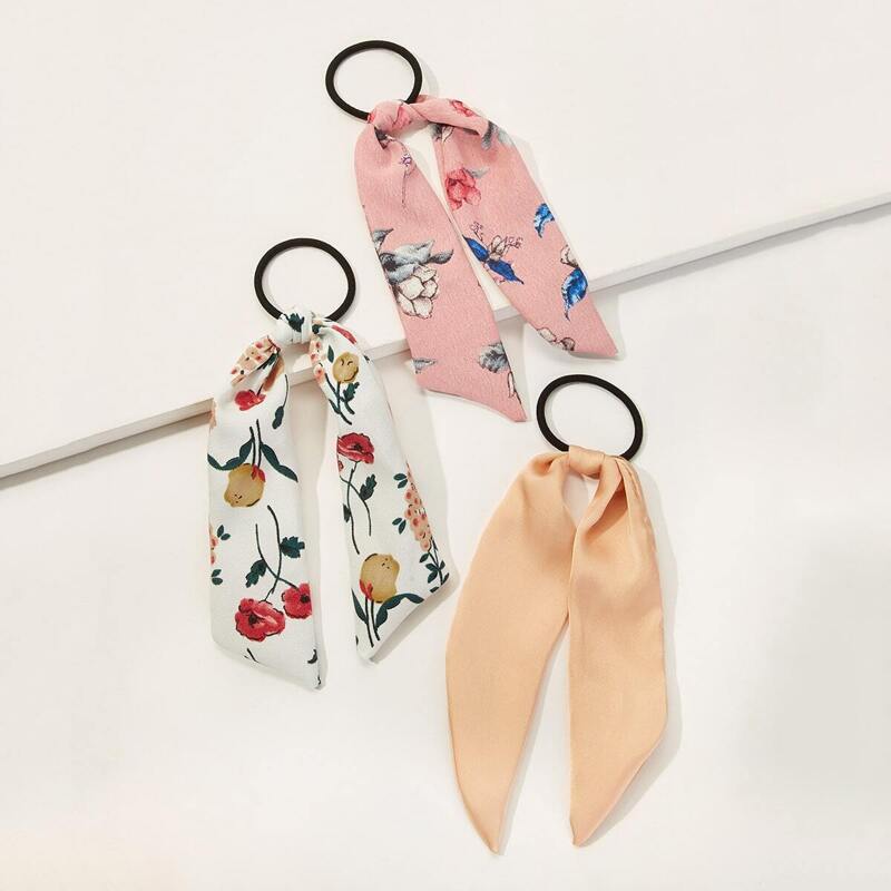 

3pcs Ditsy Floral Pattrn Hair Tie, Multicolor