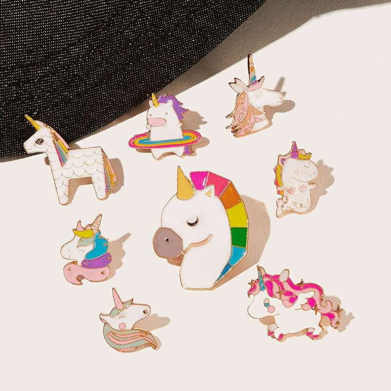 

Cartoon Animal Shaped Brooch 8pcs, Multicolor