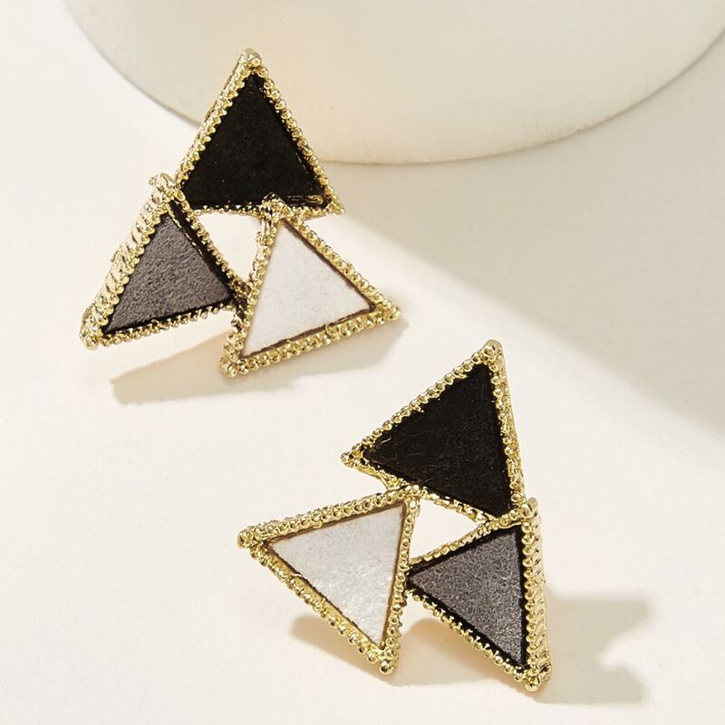 

Color-block Triangle Stud Earrings 1pair, Multicolor