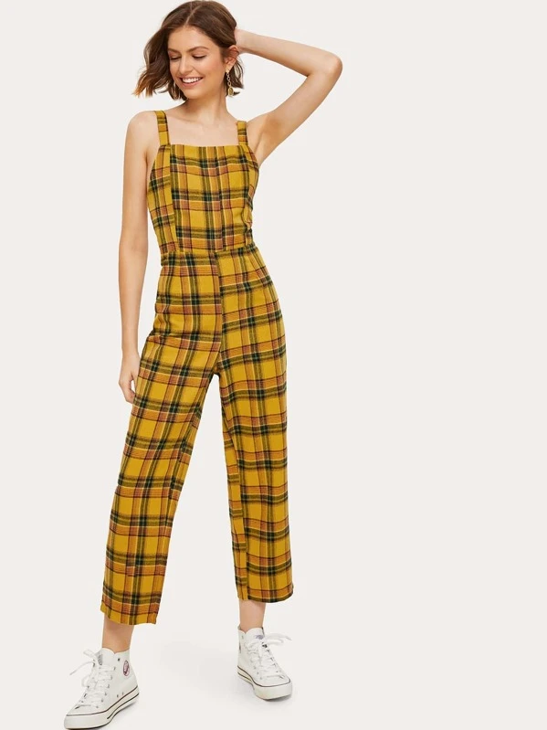 jumpsuit plaid