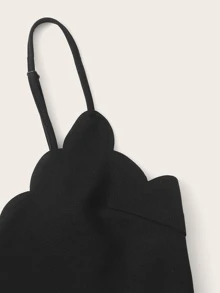 SHEIN Essnce Top de tirante corto ribete en abanico - Negro - Ver 3