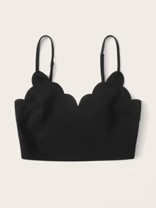 SHEIN Essnce Top de tirante corto ribete en abanico - Negro - Ver 4