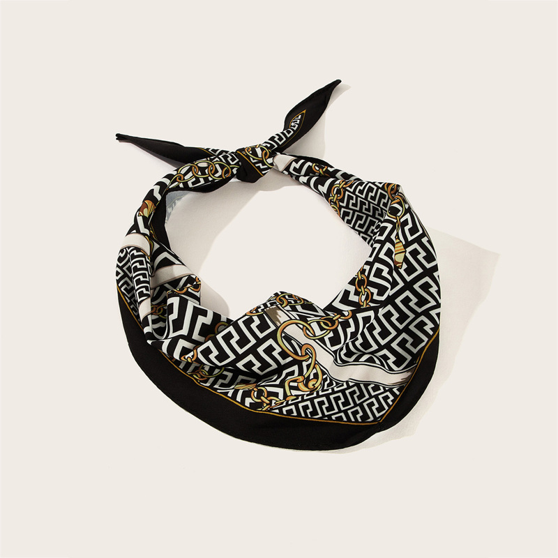 

Greek & Chain Print Triangle Skinny Scarf, Multicolor