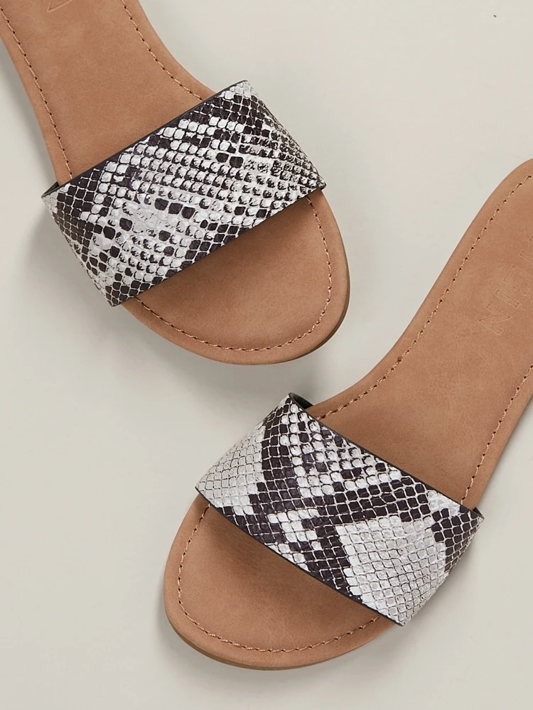snake print slip ons