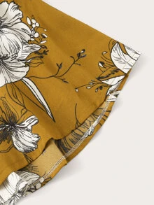 Floral Print Twist Tie Back Tube Playsuit - Yellow - View 5