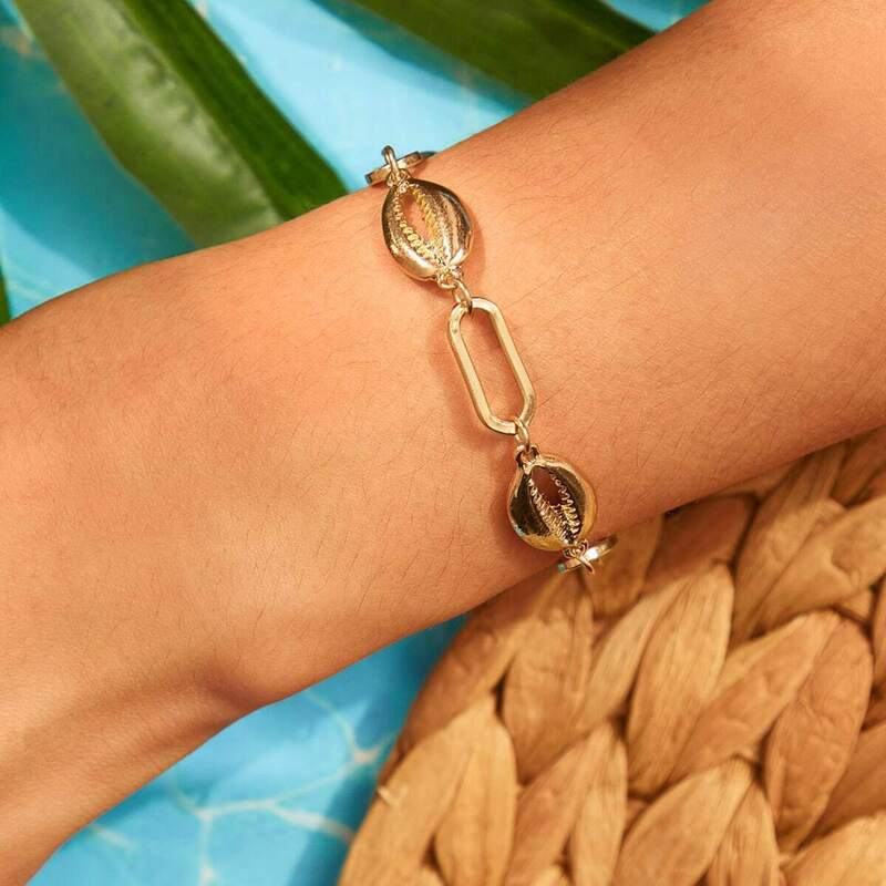 

Shell Decor Link Bracelet 1pc, Gold