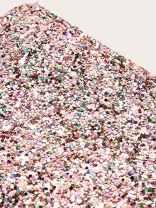 滿版亮片漸層拉錬圍繞錢包 - 淺粉色 - 查看 3