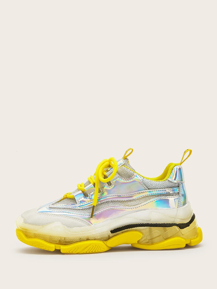 ombre lace up chunky sneakers