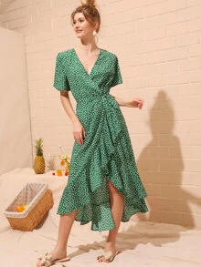 SHEIN VCAY 小碎花花卉印花包裹連衣裙