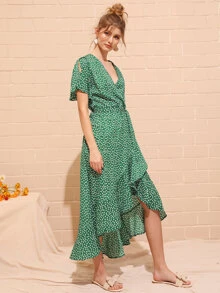 SHEIN VCAY 小碎花花卉印花包裹連衣裙