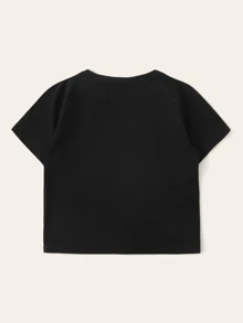 Camiseta con estampado de letra - Negro - Ver 2