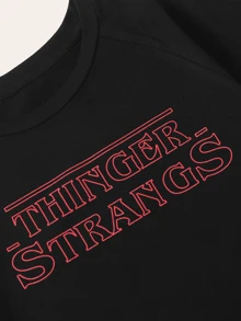 Camiseta con estampado de letra - Negro - Ver 3