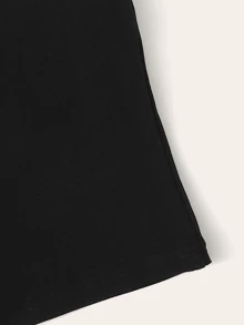 Camiseta con estampado de letra - Negro - Ver 5