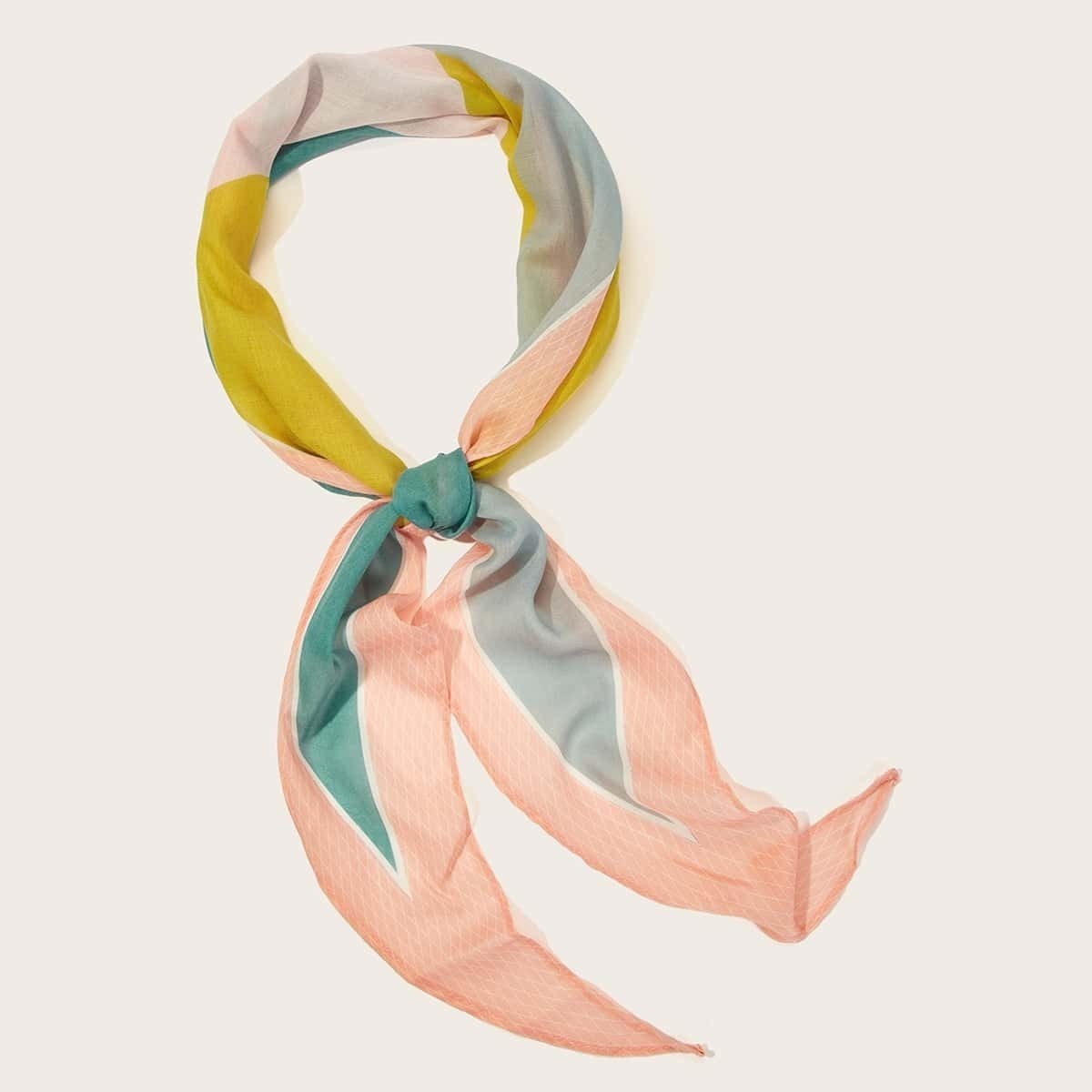 

Color-block Skinny Scarf, Multicolor