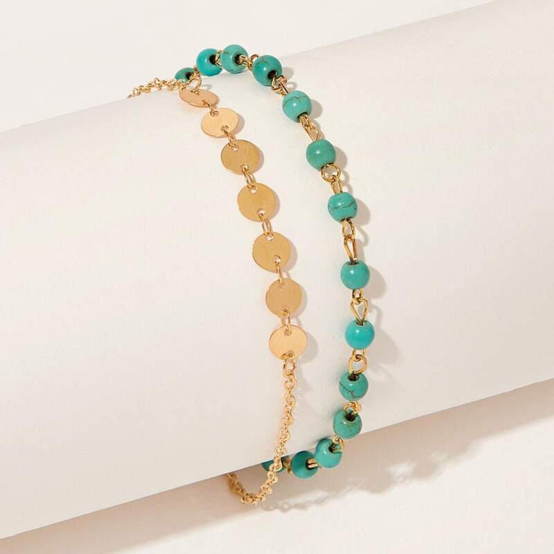 

Beaded Double Layered Chain Ankle 1pc, Multicolor