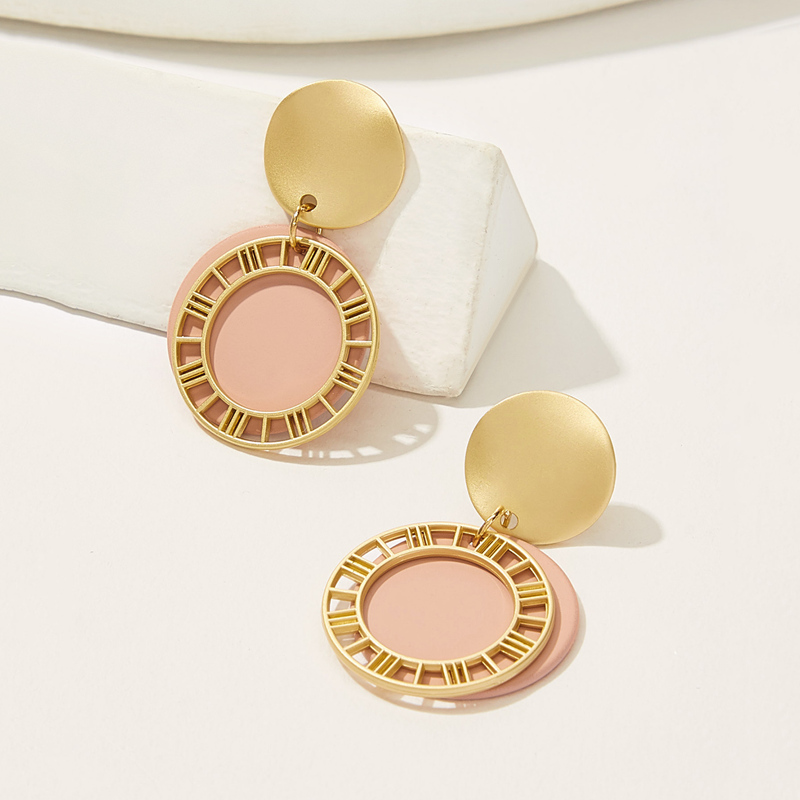 

Hollow Detail Double Layered Disc Drop Earrings 1pair, Multicolor