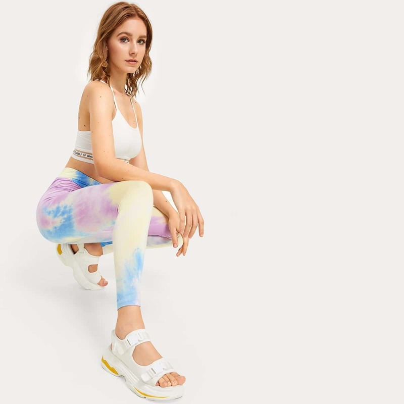 

Wide Band Waist Tie Dye Leggings, Multicolor