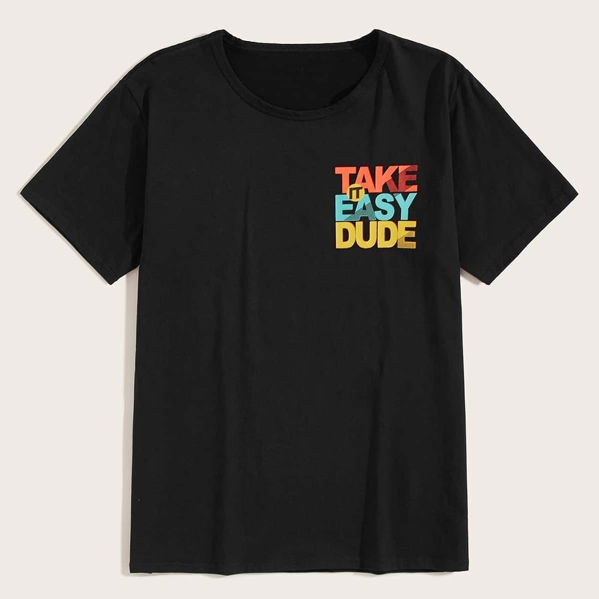 

Guys Slogan Print Tee, Black