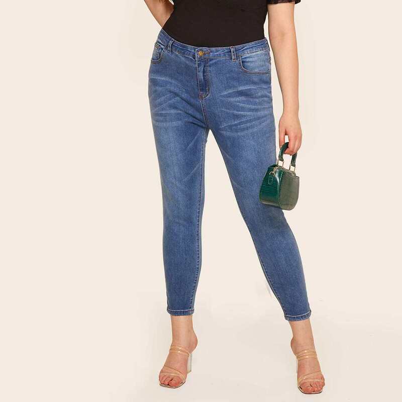 

Plus Skinny Solid Jeans, Blue
