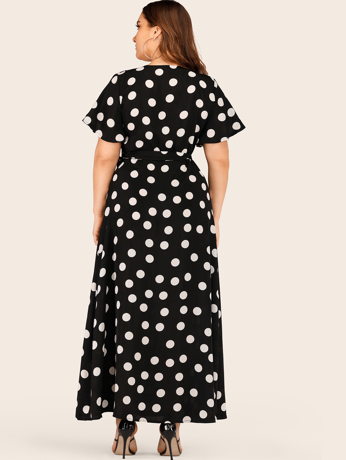 Plus Polka Dot Maxi Wrap Dress | SHEIN