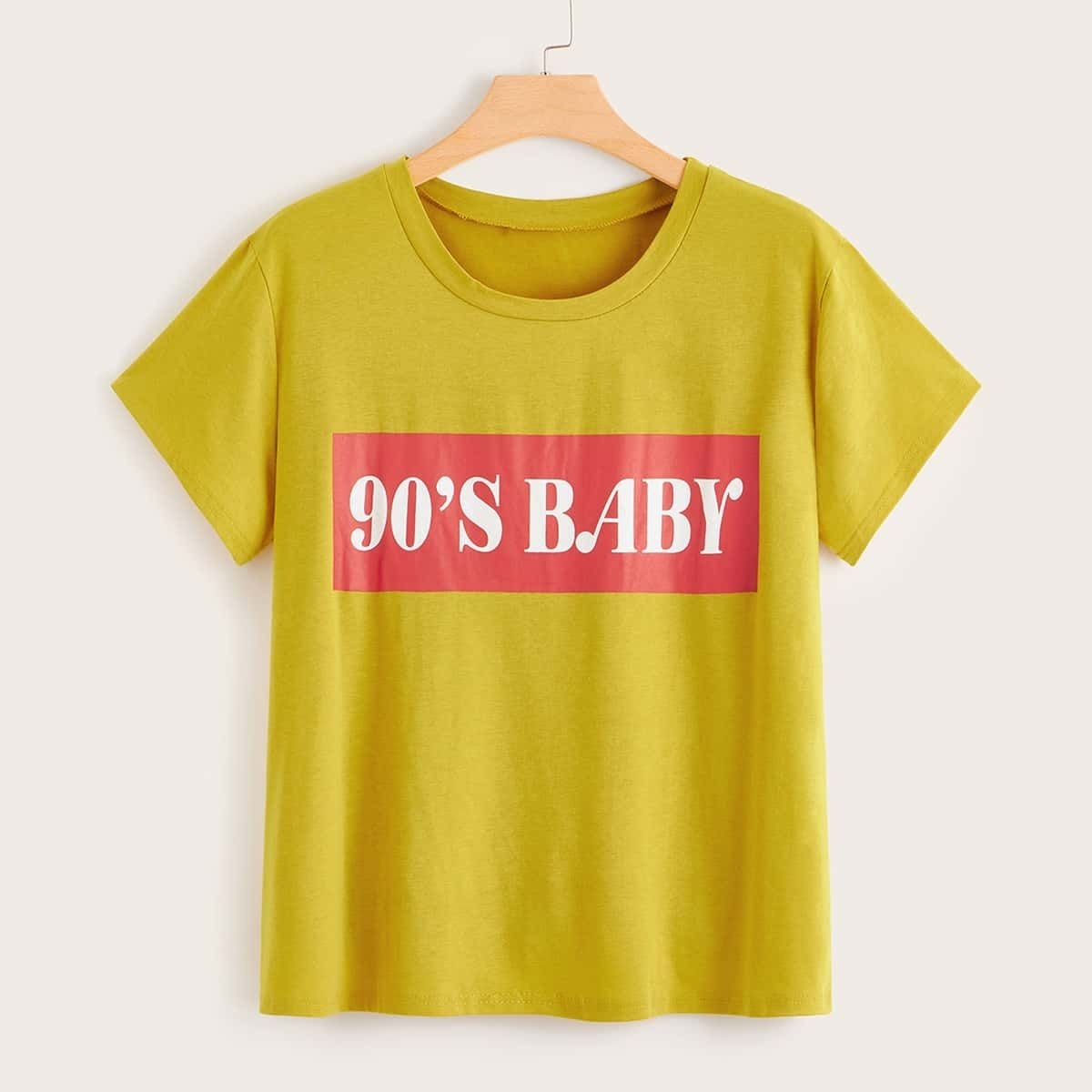 

Plus Letter Print Tee, Yellow