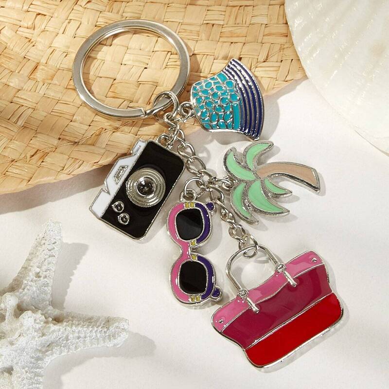 

Bag & Bucket Hat Pendant Keychain, Multicolor