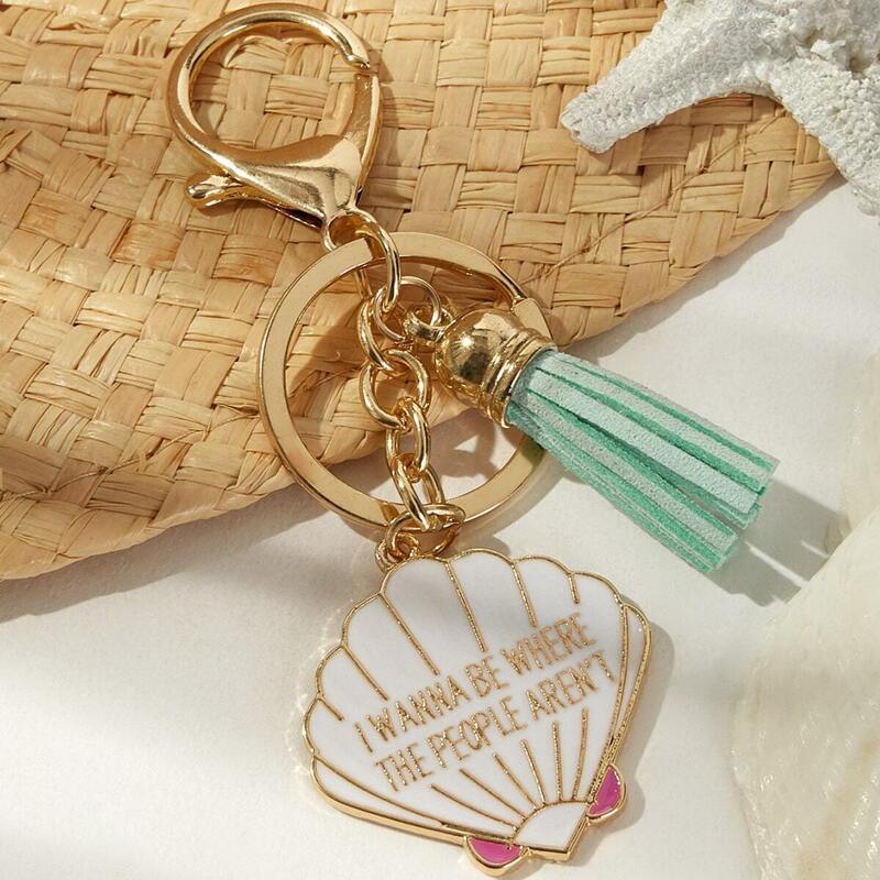 

Shell & Tassel Pendant Keychain, Multicolor