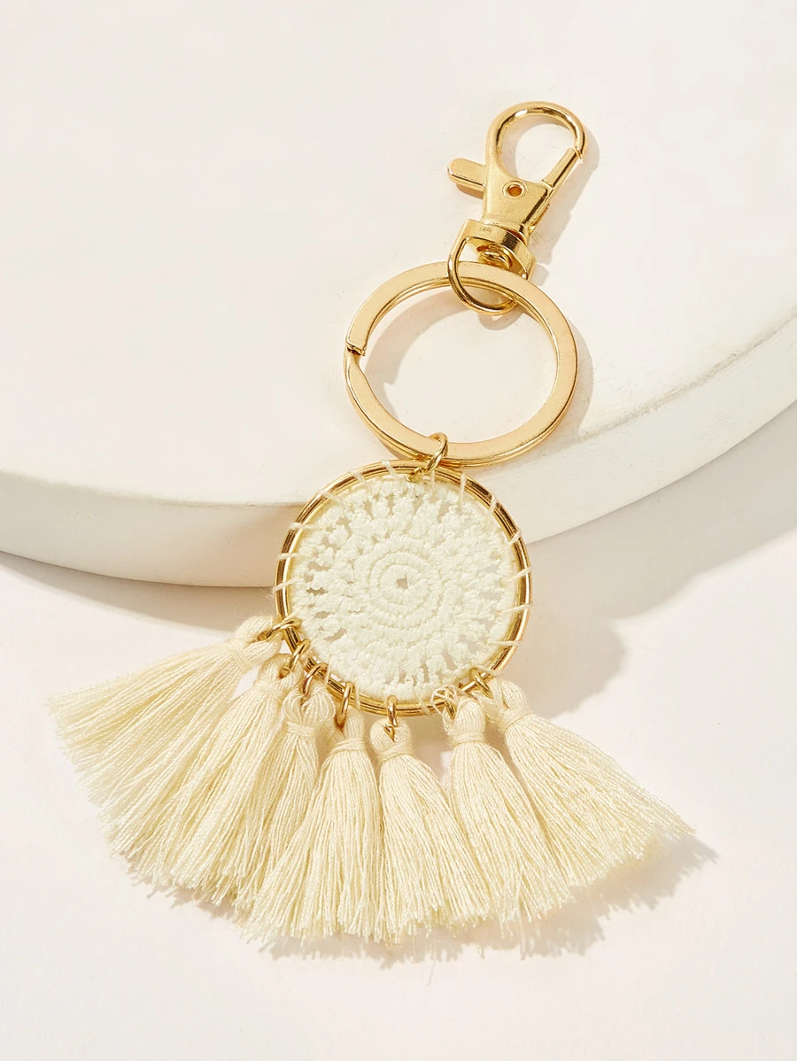 Tassel & Crochet Detail Ring Keychain | SHEIN USA