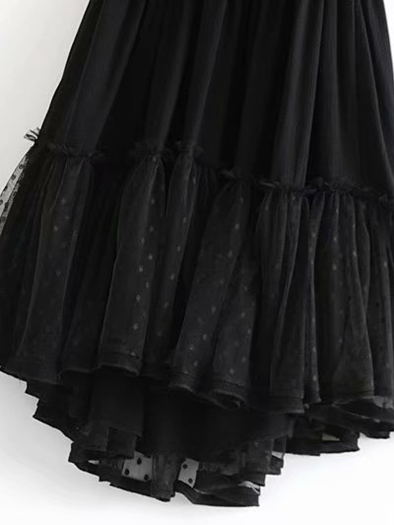 Dobby Mesh Self-Tie Ruffled Halter DressEMMACLOTH