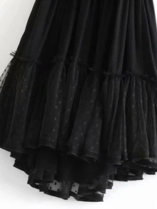 Aveloria Rosie 蕾絲面提花網紗繞脖洋裝 - 黑色 - 查看 4