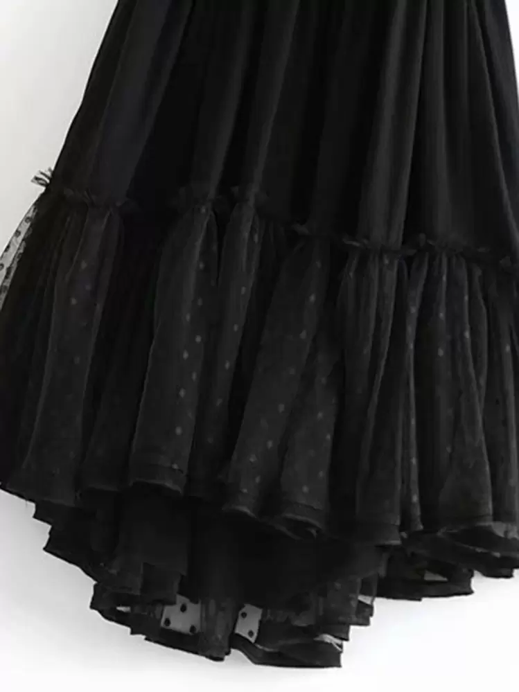 knee length dresses for ladies CurveWow High Neck Dobby Mesh Mini Dress Black – Curvewow