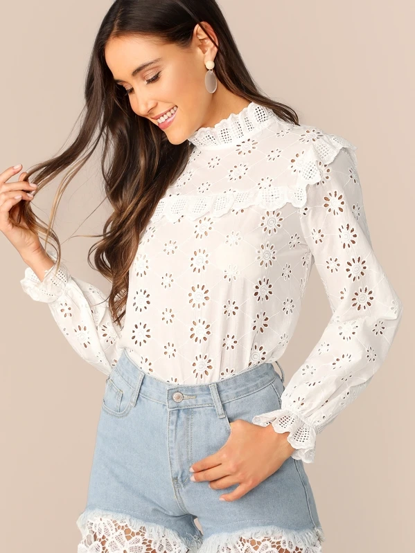 eyelet ruffle top