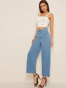 SHEIN Essnce High Waisted Baggy Jeans - Light Wash - View 3