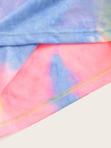 SHEIN VCAY Tie-Dye Wash Eyelash Graphic Tee - Multicolor - View 5