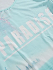 Manfinity RebelGame Men Landscape & Letter Graphic Tank Top - Baby Blue - View 3