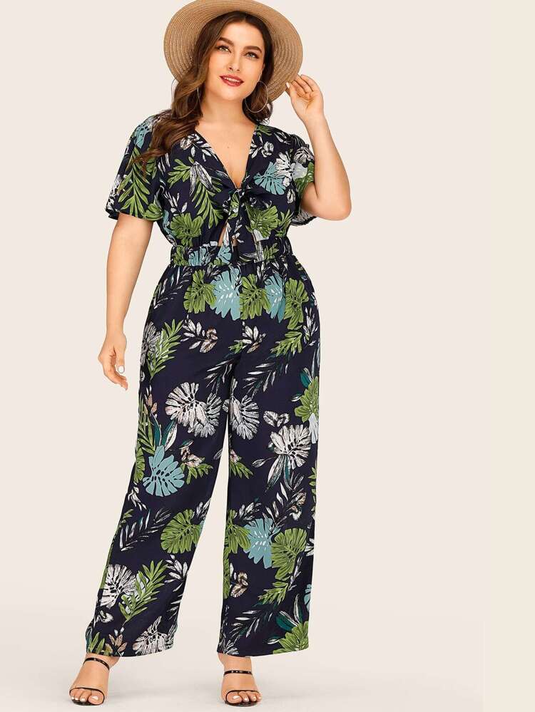 plus size tropical jumpsuit