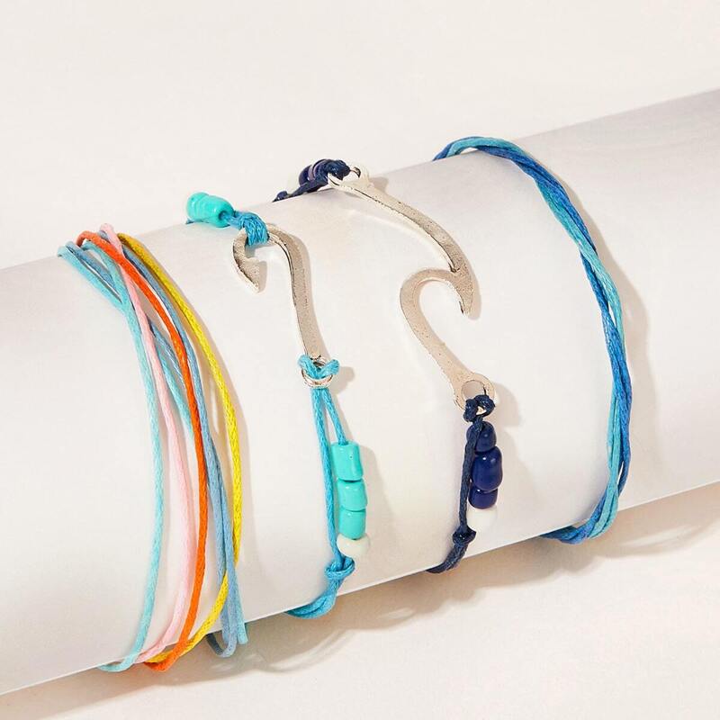 

Bead Detail Bracelet 4pcs, Silver multicolor
